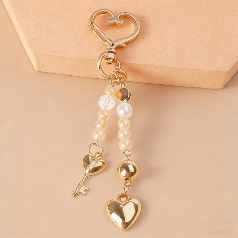 Perlen Herz Anhänger Schlüsselanhänger Zubehör stilvoll Legierung Freundschaft Schmuck Elegant Valentinstagsgeschenk Für Sie