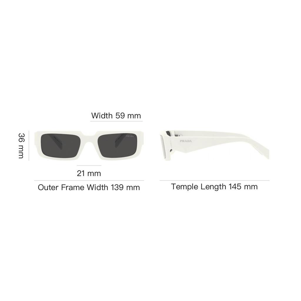 Prada Solid Design Rectangular Sunglasses Men sunglasses White PR27ZSF17K08Z55