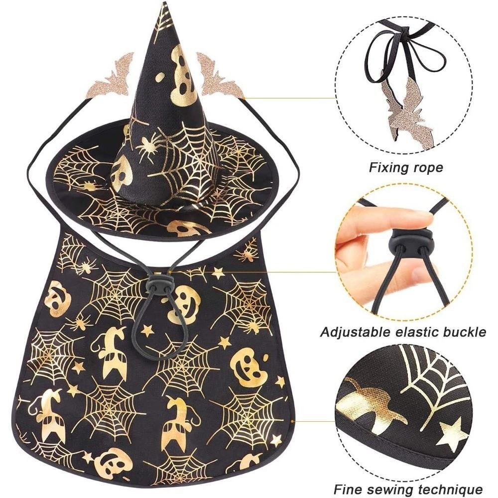 Adjustable Pet Halloween Costumes Cape Bat Halloween Pet Apparel Halloween Dog Cloak Hat  Dogs