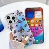 For iPhone 15 Pro Case Laser Texture Electroplating Butterfly Pattern Ring Kickstand Phone Cover