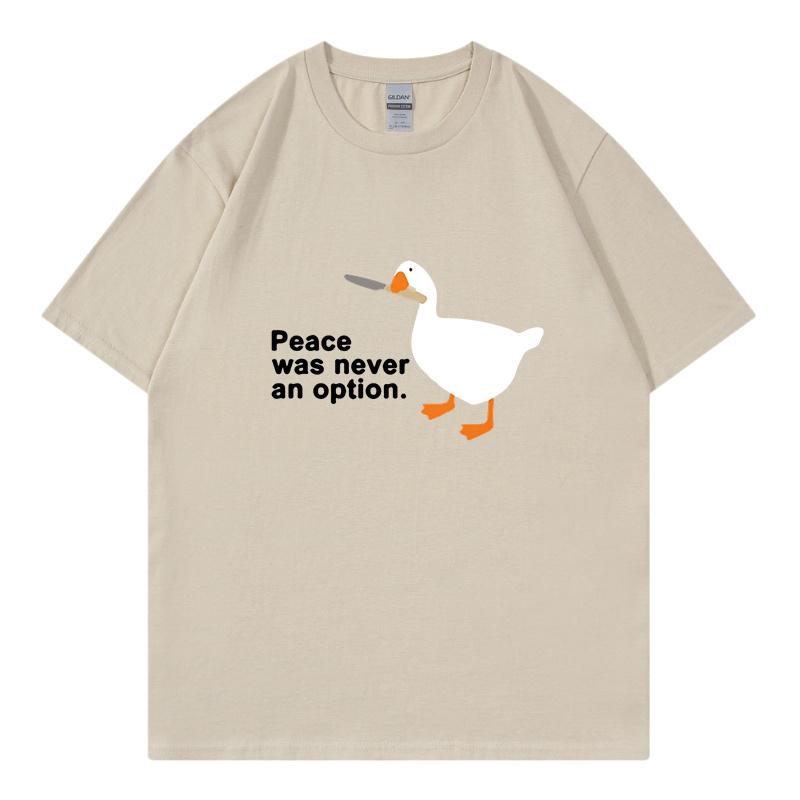 Peace Was Never An Option Kawaii Funny Print Women T Shirt Cool Street T-Shirt Soft Breathable Tee Clothes Vintage O-Neck Tshirt