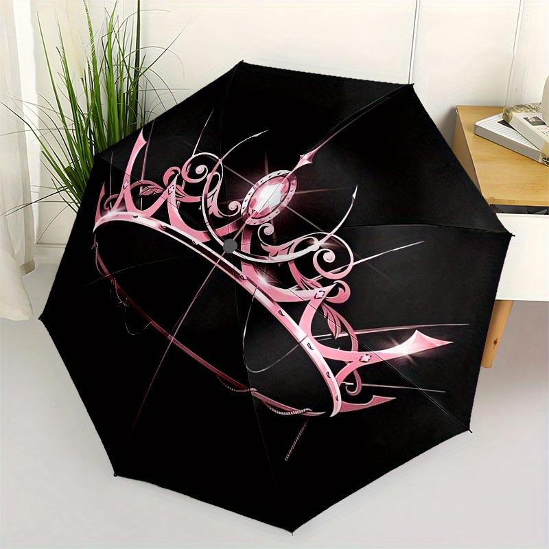 1pc Pink Royal Crown Sparkle Design Umbrella with Plastic Handle,Suitable for All Seasons Home Travel Outdoor UmbrellaM1124