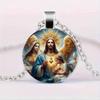 A Jesus Our Lady necklace pendant holy guardian Christian Jesus glass pendant necklace accessories suitable for daily wear