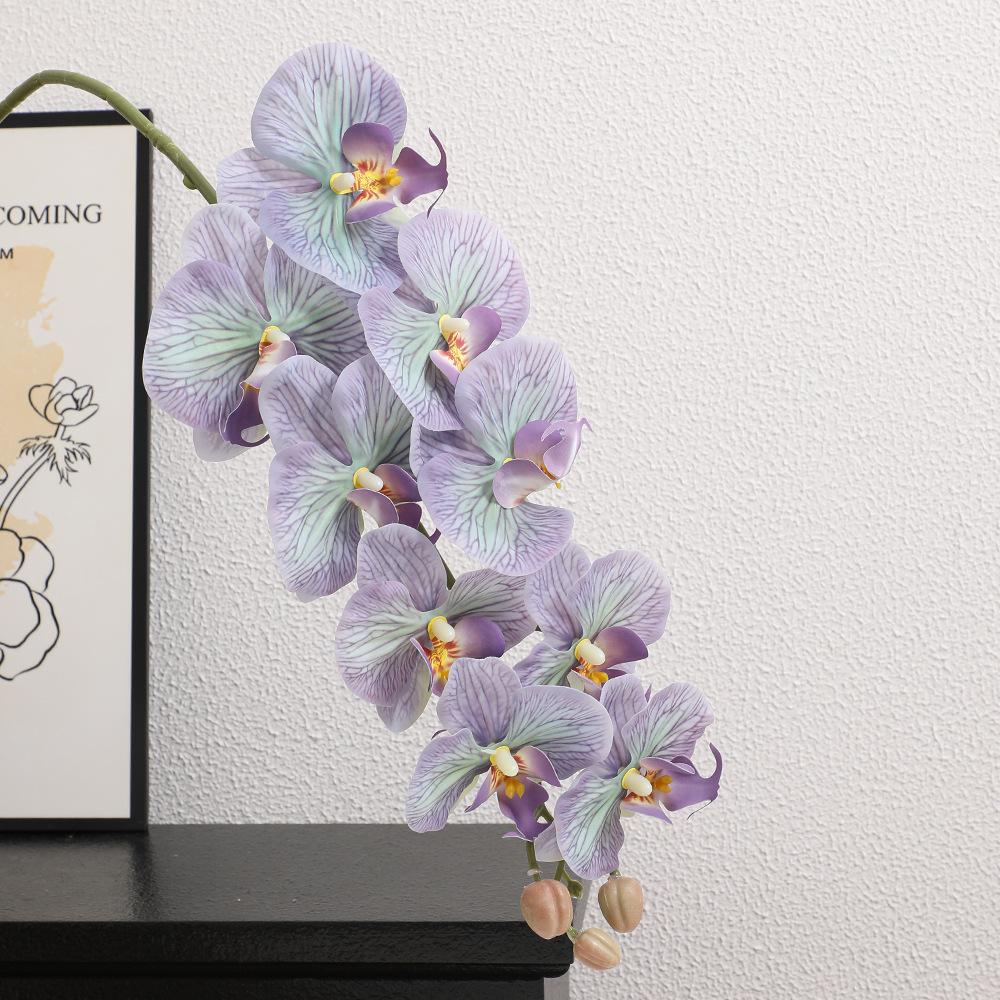 Premium 9-Head French Phalaenopsis Orchid Artificial Flower, Tactile Film, Home Decor, Vase Arrangement, Shooting Prop
