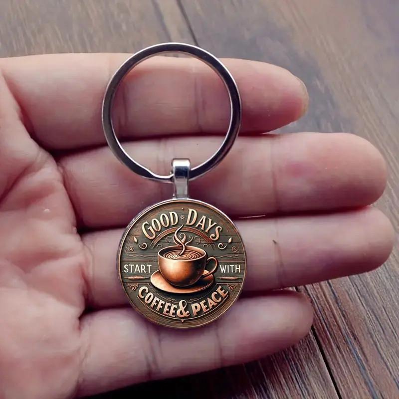 Vintage Coffee Cup Keychain With Zinc Alloy Material For Gift Giving And Souvenir Collectors
