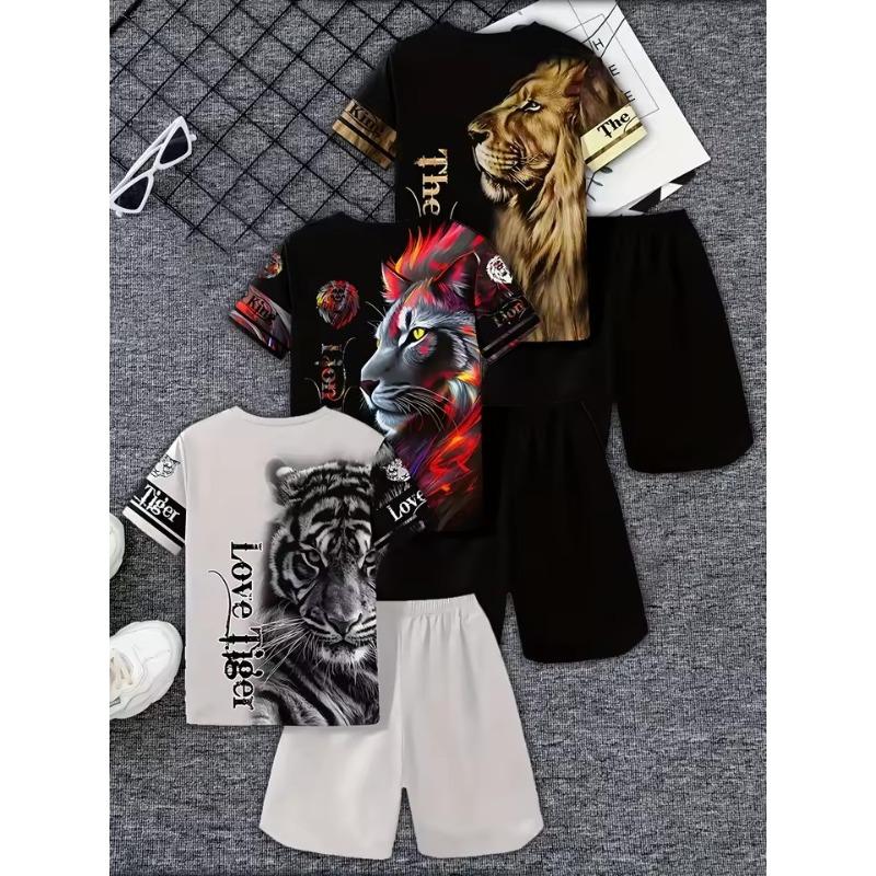 Summer Children's Set Casual 3D Printed T-shirt and Shorts Round Neck Machine Wash Spring/Summer Serie