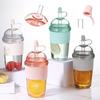 Portable Flip Straw Cup Plastics Ins Style Transparent Water Cup High-Capacity Water Bottles Tea Coffee Milk Heat-Resistant Juice Jelly Cups
