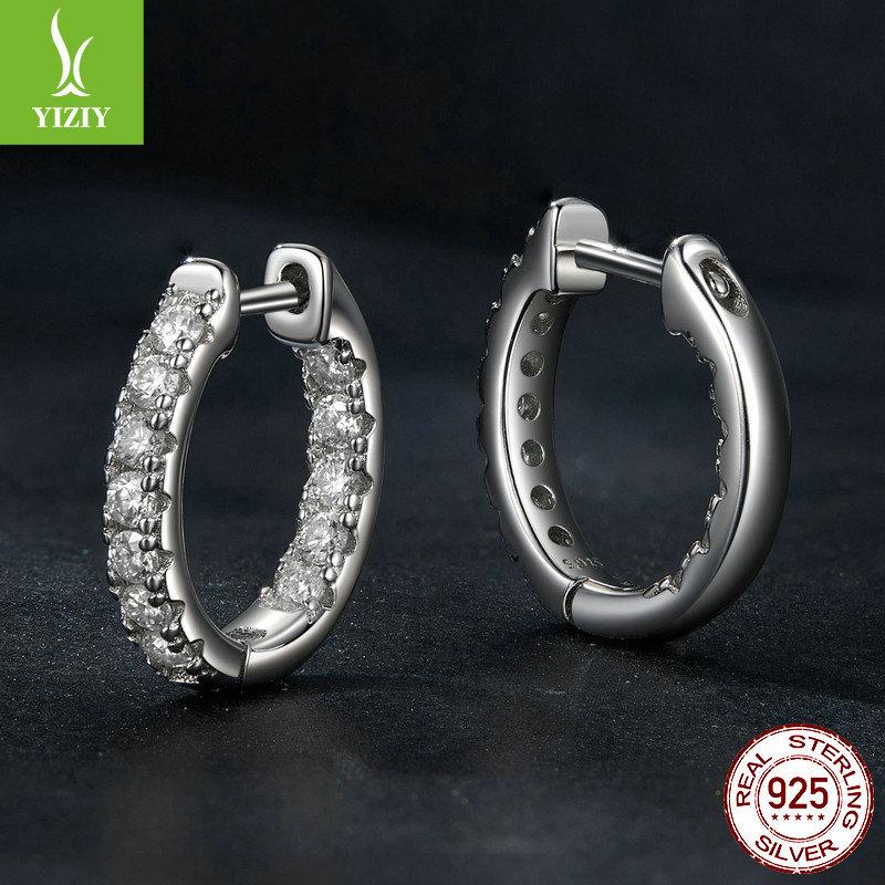 Shining Moissanite Ear Buckle Women'S Classic Luxury Versatile S925 Sterling Silver Earrings Earrings