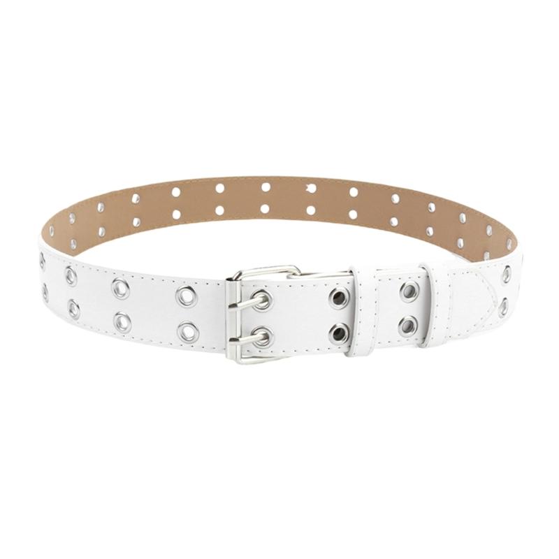 

Children s Punk PU Belt for Girls and Boys with Double Eyelets Grommet Design for Jeans and Pants білий