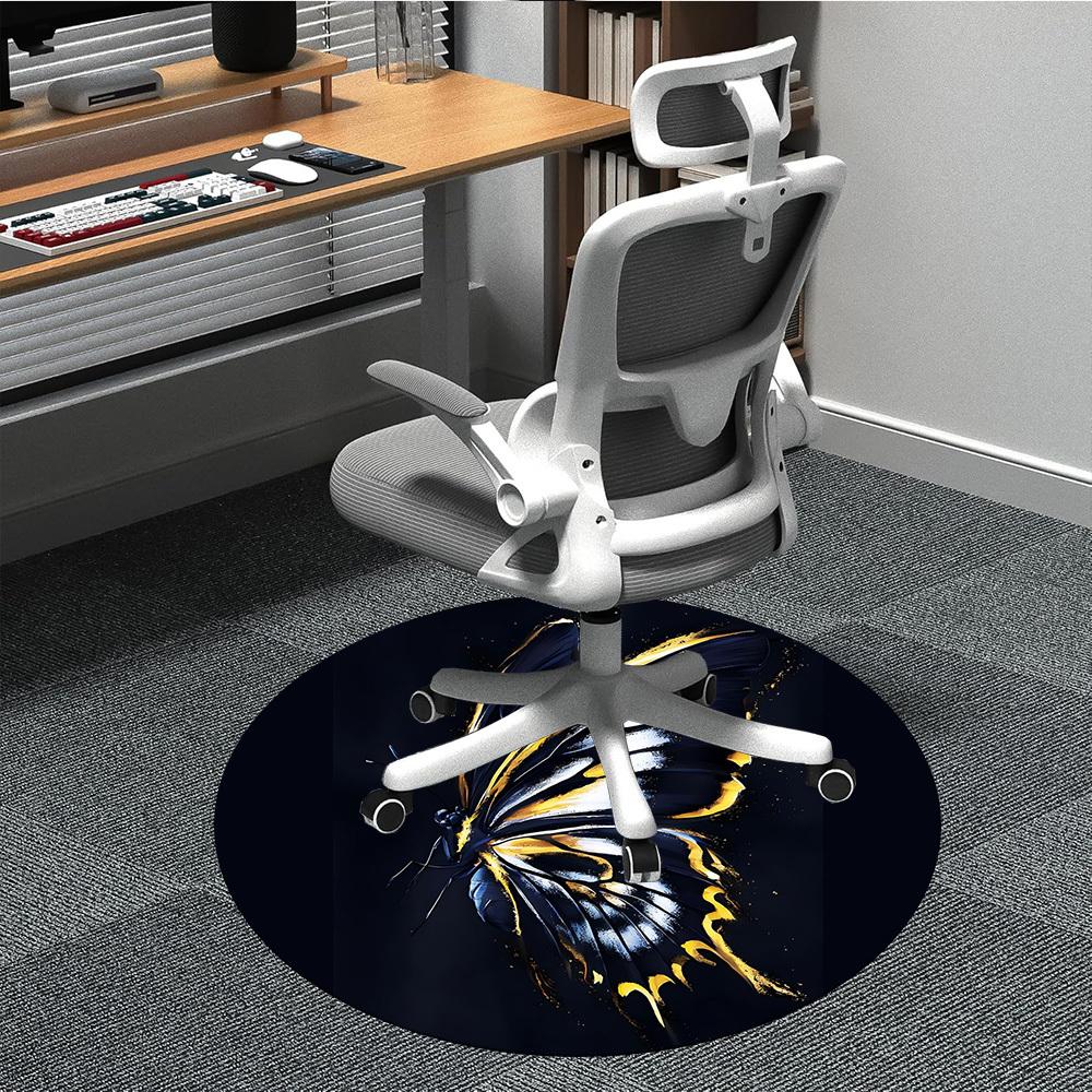 1pc Butterfly Wings Office Round Area Rug, Indoor Mat Suitable For Office, Under Office Chairs Bedroom Living Room Home Decor, Room Deco