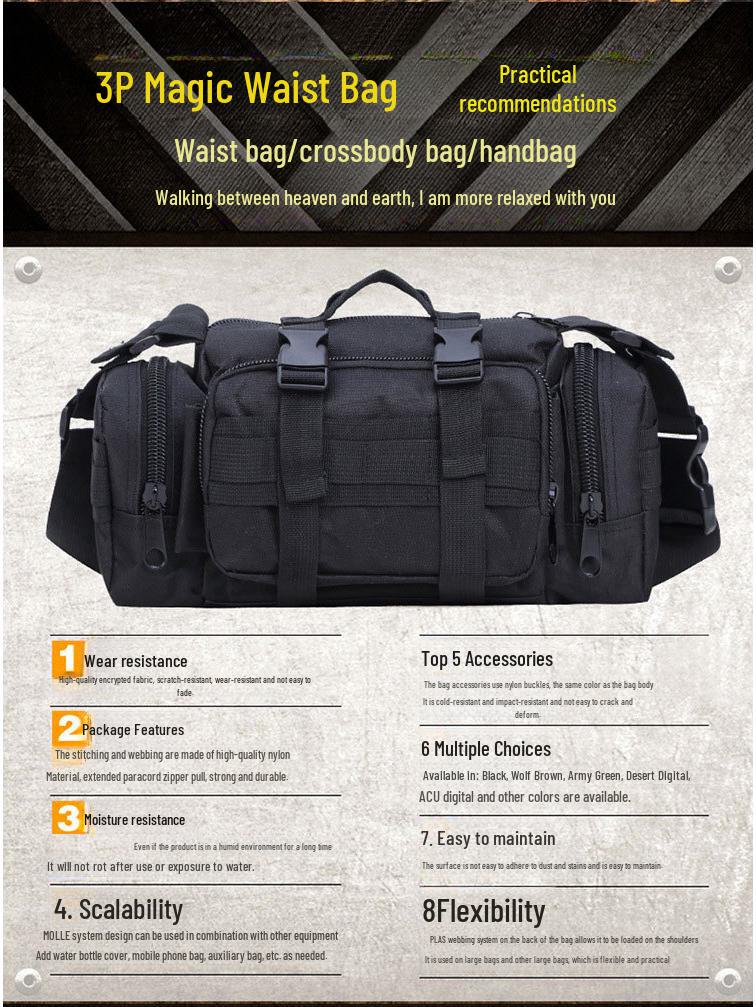 MOLLE Tactical Multi-Function Waist Bag for Outdoor Fishing & Camera Storage