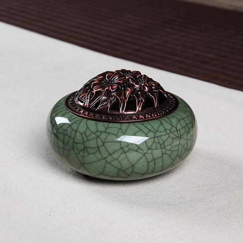 

3-in-1 Celadon Ceramic Incense Burner for Stick Coil Mosquito Incense Multifunctional Zen Home Decor