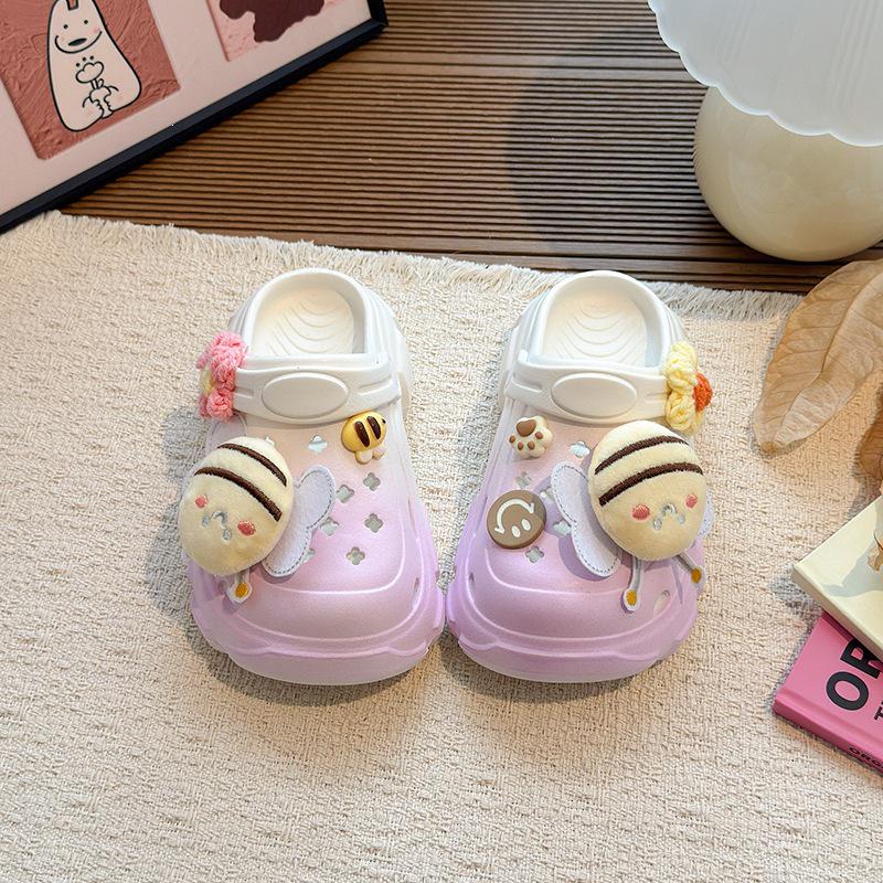 Little Bee Cartoon Non-slip Soft Sole Girls’ Parent-Child Closed-Toe Slippers 30-31 фиолетовый