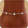 S925 Silver Plated Four Leaf Clover Zircon Anklet for Women Fashion Simple Adjustable Ankle Chain Summer Vacation Jewelry Gift