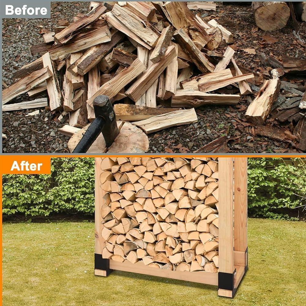 Adjustable Firewood Rack Durable Assemble Firewood Holder Brackets Heavy Duty Space Saving Log Storage Rack Indoor
