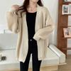 V Neck Loose Casual Cardigan Long Sweater Knitted Women Jacket Autumn and Winter Simple Solid Color Versatile Button Fashion Elegant Long Sleeve Coats