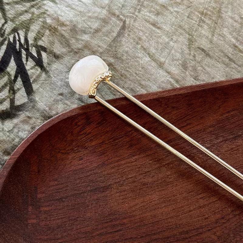 Metal Round Ball Hair Sticks For Women Girl Simple Gold Color Smooth Bead Hair Clips Hair Stick Hair Accessories Jewelry