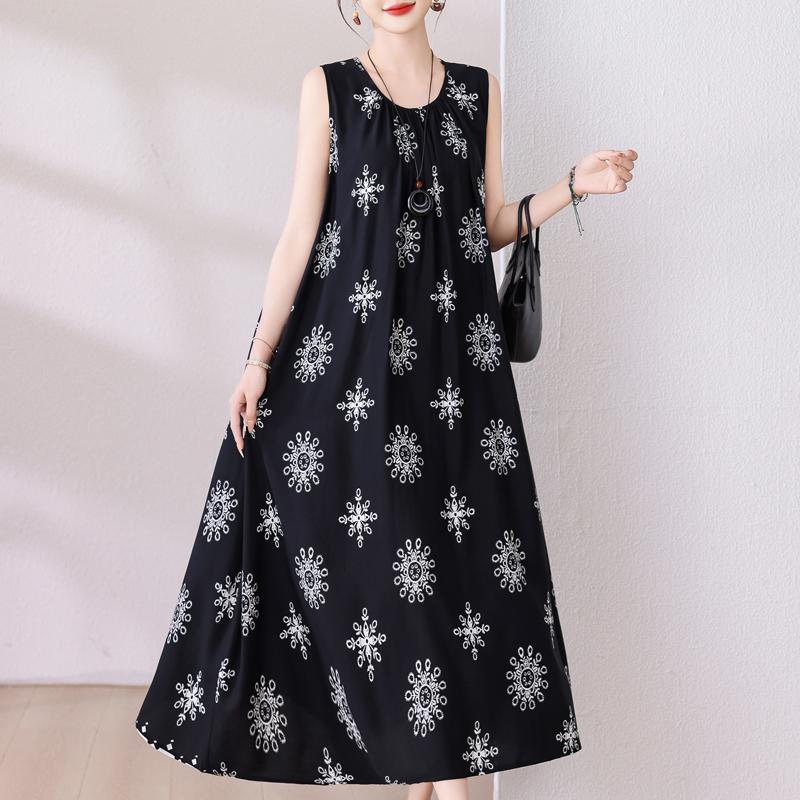 Plus Size Summer Long Dress for Women Clothes Elegant Sleeveless Loose Casual Dress