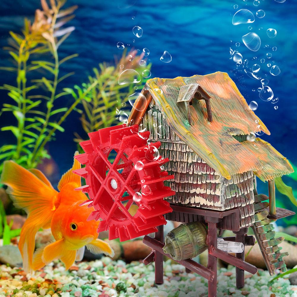 Fish Tank Landscaping Decoration Pneumatic Aerated Waterwheel Hut(Small Water Truck)