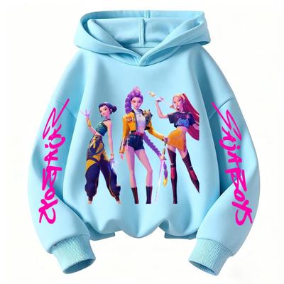 Kpop Demon Hunters Children's Hooded Sweatshirt for Girls, Casual, Comfortable, Sweet and Cute Top, Autumn and Winter Long Sleev