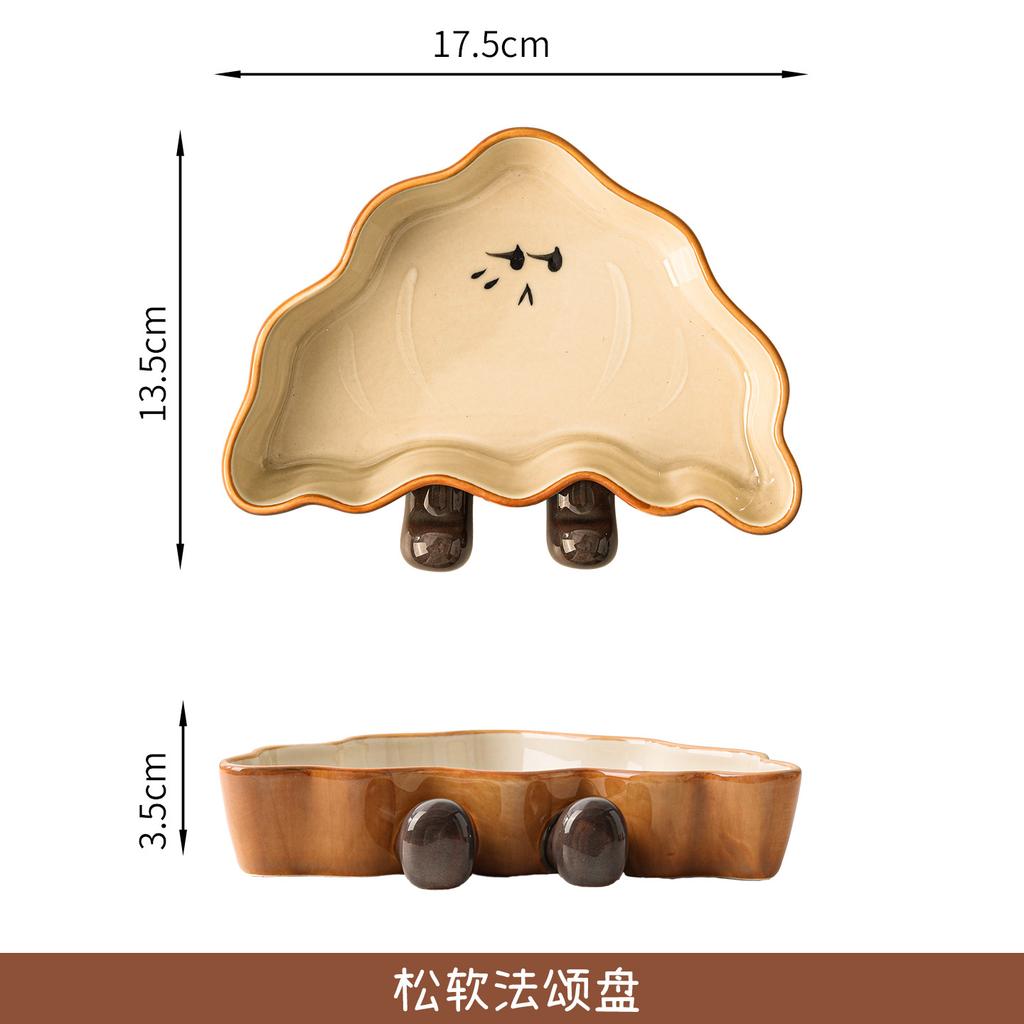 Creative Bread Shape Ceramic Plate Household Vegetable Plate One Person Food Cute Tableware Breakfast Plate Toast Plate Fruit Plate
