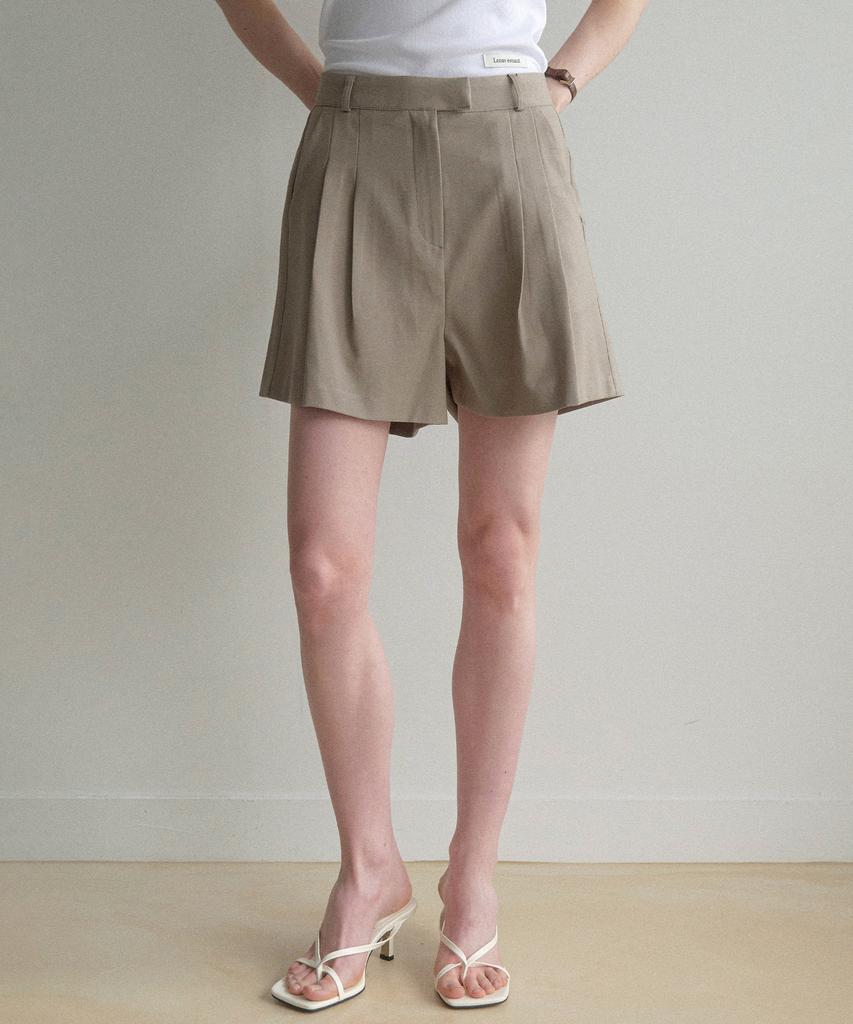 LENAV Over Belt Linen 1/2 Pants (Khaki)