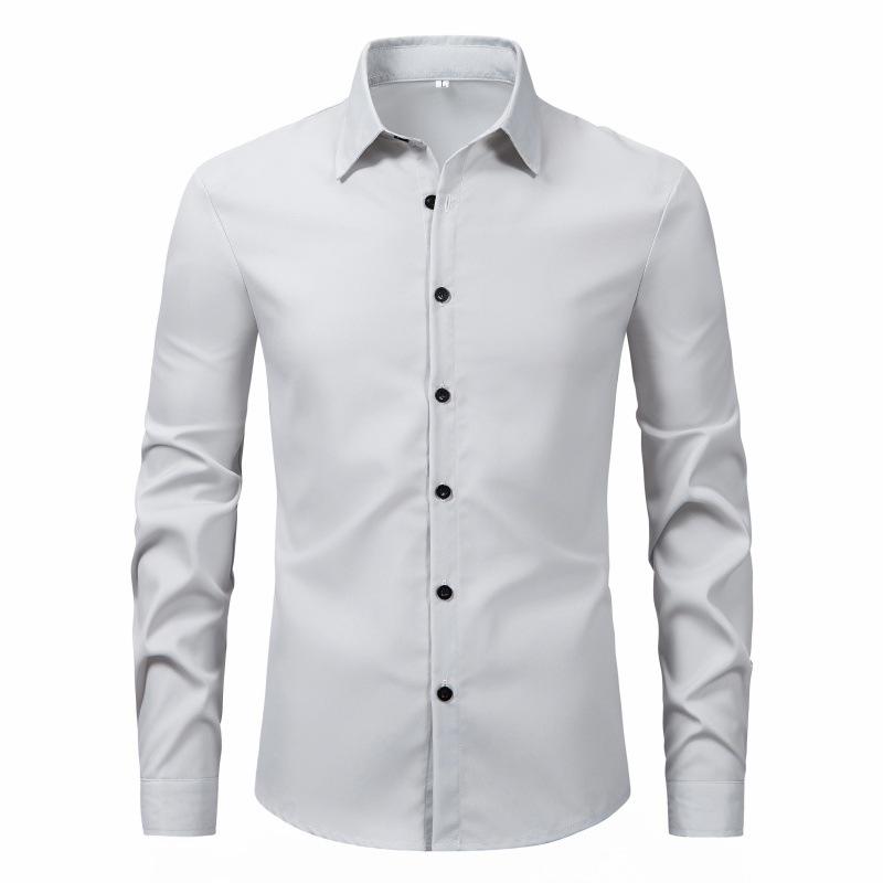 

2026 Slim Fit Solid Color Men s Long Sleeve Shirts - Fashionable Business and Commute Wear XXXL