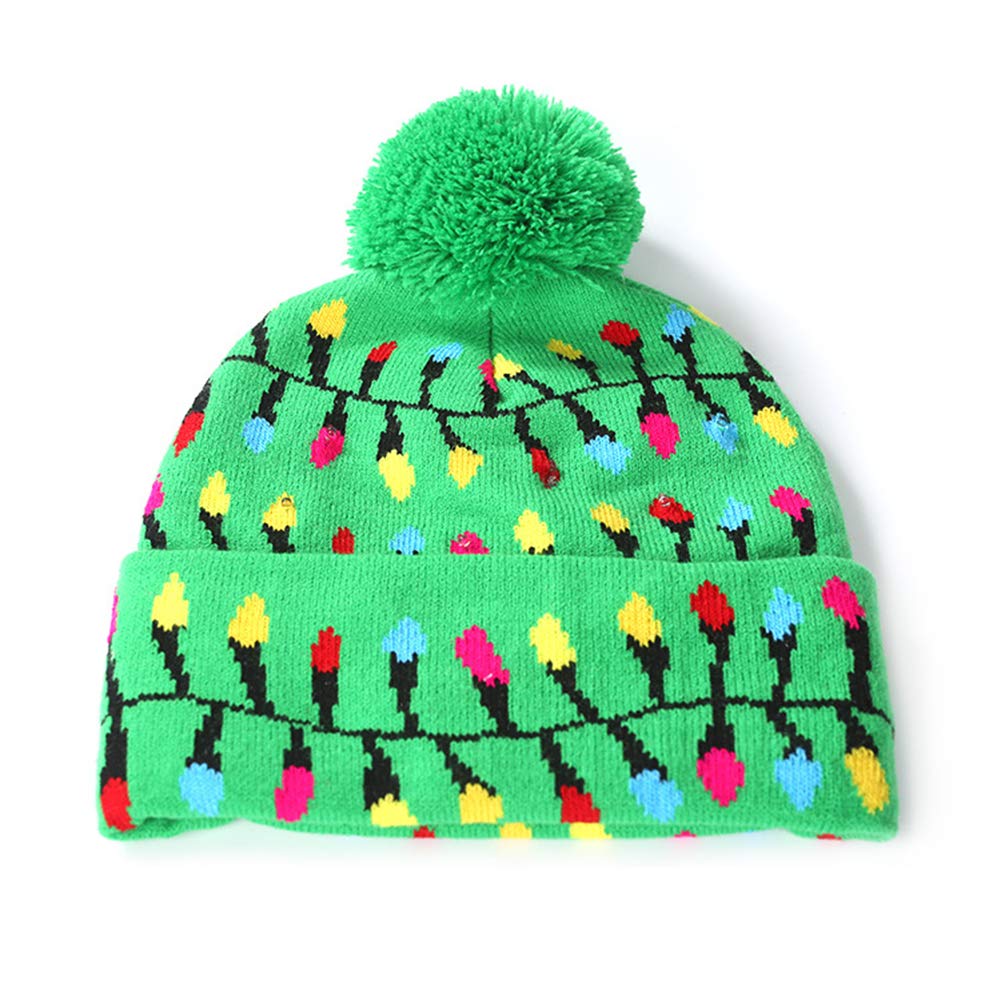 LED Knitted Christmas Hat Glowing Woolen Cap Colorful