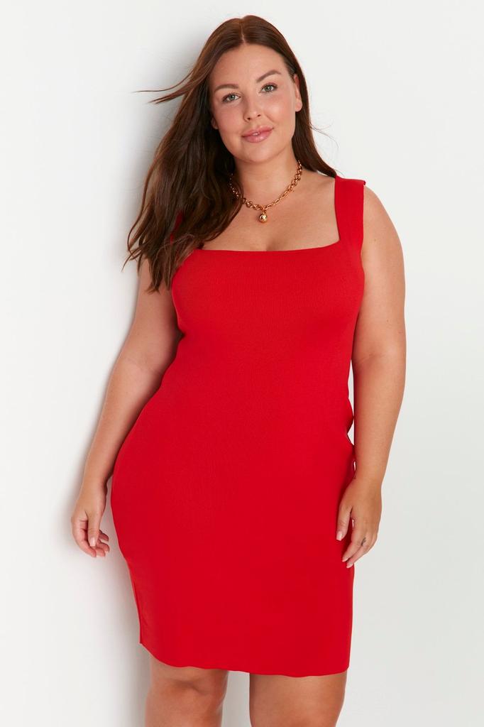 Women's Style Plus Size Black Strappy Body-hugging Thin Knitted Dress