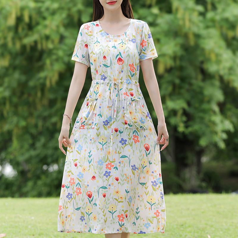 Elegant Dresses for Women Plus Size Casual Short Sleeve Vintage Long Dress Summer Clothes