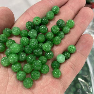 Ten Thousand Jade DIY Jewelry Accessories Green Jade Carved Round Beads