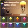 LED Jellyfish Lamp RGB Gradient Jelly Fish Light with Dancing Legs and Touch Sensor Rechargeable Cute Desk Lamp for Bedrooms,  (Hanging + Base)