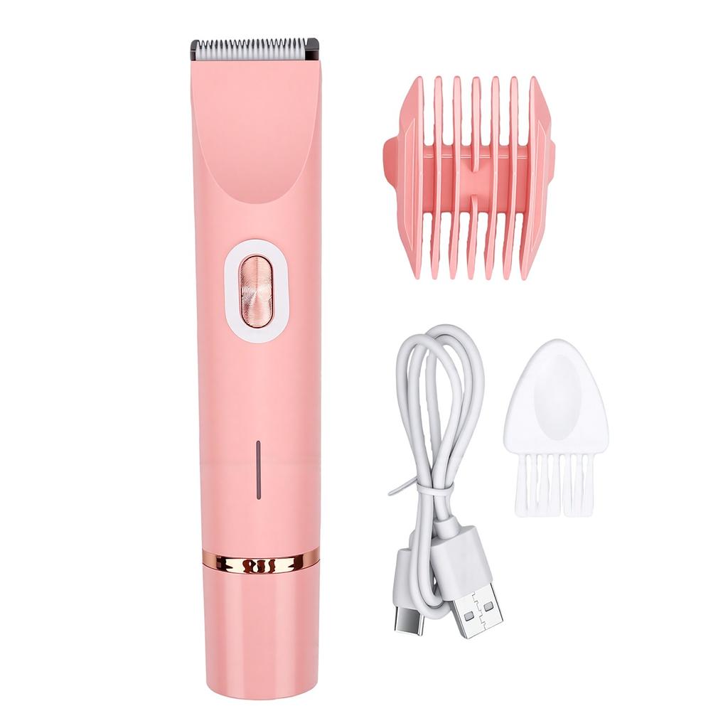 Electric Bikini Hair Trimmer Water Proof Rechargeable Dual Head Hair Trimmer for Women Pink
