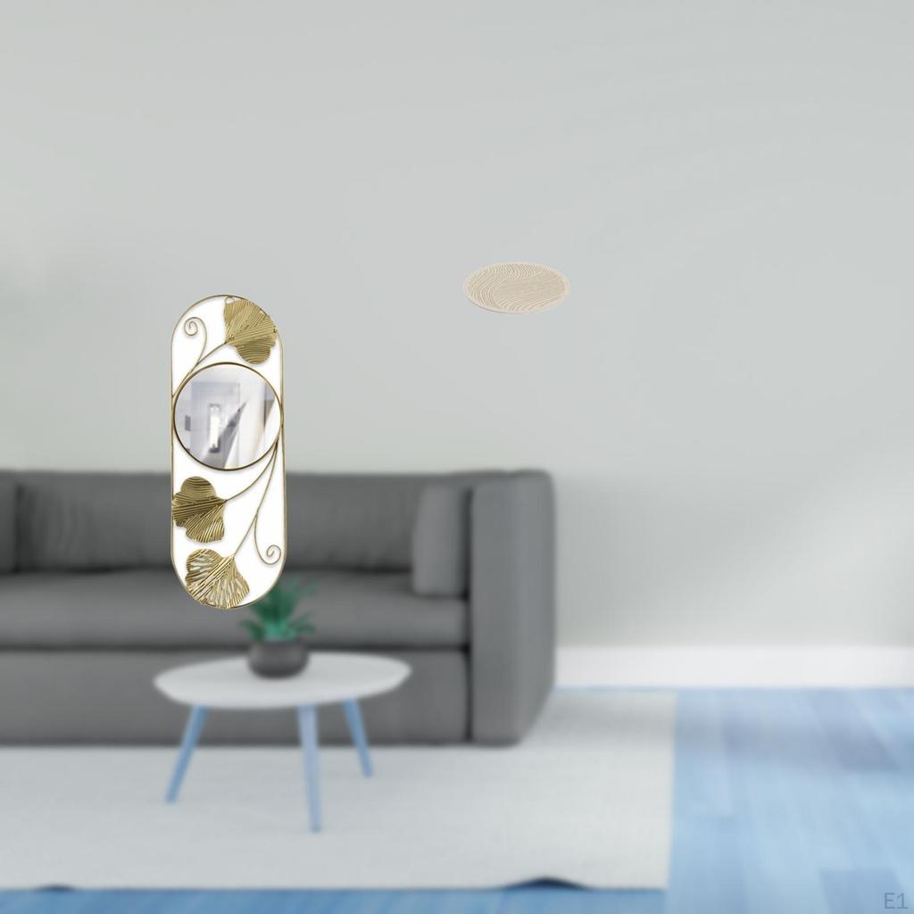 Reflective Entryway Round Mirror And Soft Anti Skid Bedside Rug for Living Room Corridor Hallway