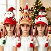 Long Leg 3D Christmas Plush Cap Warm Soft Snowman Party Hat Reindeer Character Cap  Photo Props