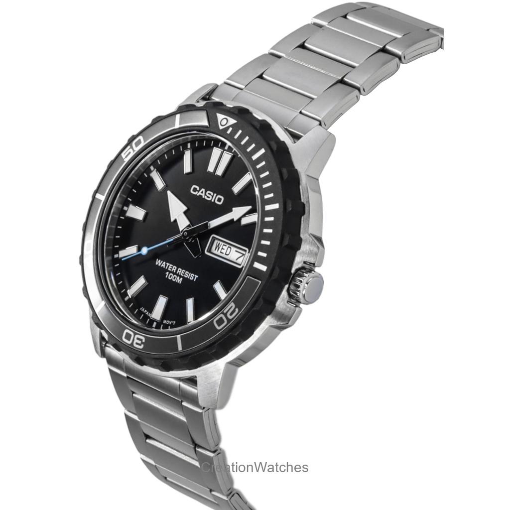 Casio Standard Analog Rustfritt Stål Svart Skive Kvarts MTD-125D-1A3V 100M Herreklokke