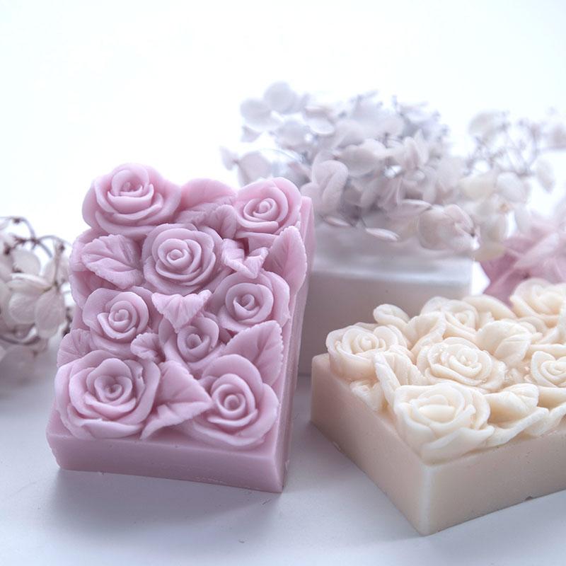 Rectangle Rose Silicone Soap Mold DIY Flowers Soap Making Handmade Candle Mold Gifts Craft Supplies Home Decor