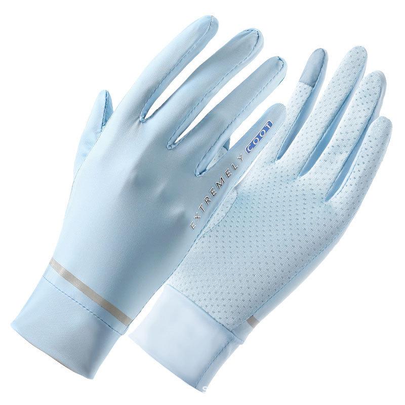 Sunscreen Gloves for Women's UV Anti Icing Silk Full Finger Touch Screen Gloves Thin Driving and Cycling Fishing Finger Leaking Gloves