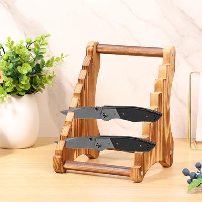1 Pc Wooden Knife Stand 7 Layers Storage Rack Knife Display Rack Stable Kitchen Knives Holder with Screw for Kitchen Accessories