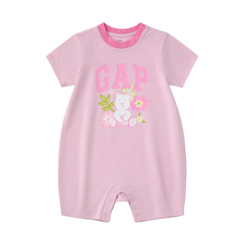 Gap Baby 2025 Summer Logo Colorblock Cotton Short Sleeve Bodysuit 66/44