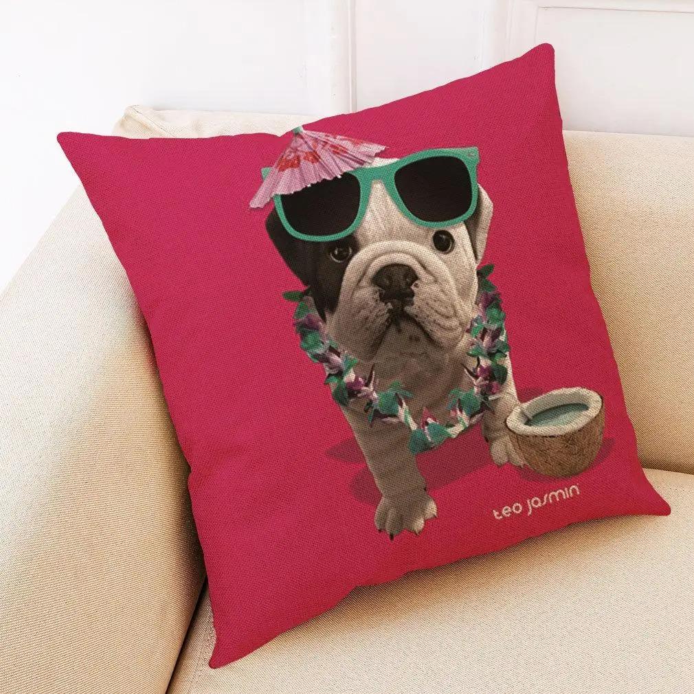 Office Living Room Home Pillowcase Bulldog Pattern Pillowcase Car Ornaments