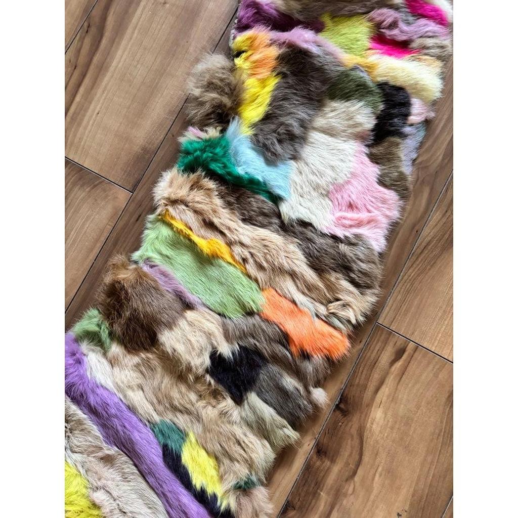 Used COCUE Colorful Rabbit Fur Cape for Coming-of-Age Ceremony, Occasions, Flashy, Individualistic