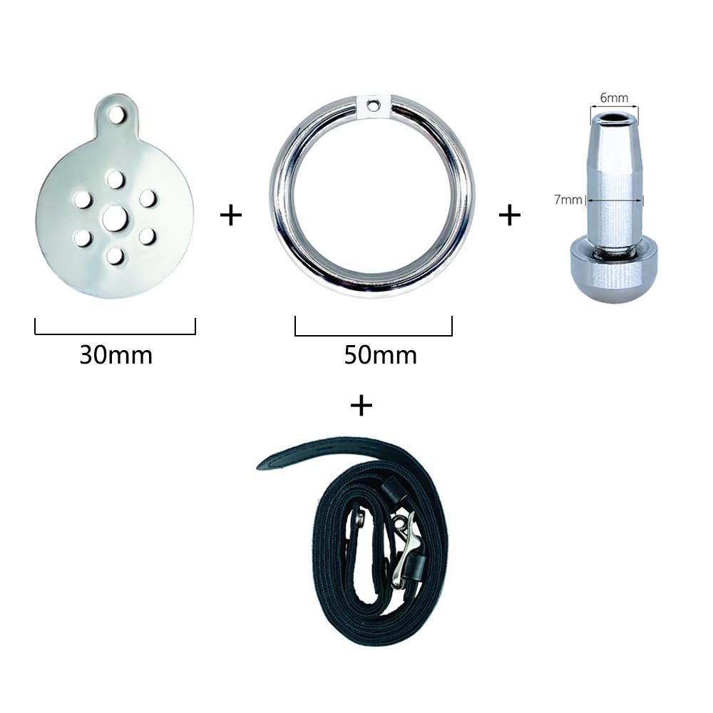 Men's Metal Penis Cage Penis Lock Leather Wear + Catheter CB Lock Chastity Belt Cock Ring Gay Sex Toy Slave BDSM