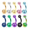 Colorful Stainless Steel Belly Button Ring Titanium Steel Double-Headed Round Ball Belly Button Stud Ear Bone Stud Piercing Jewelry