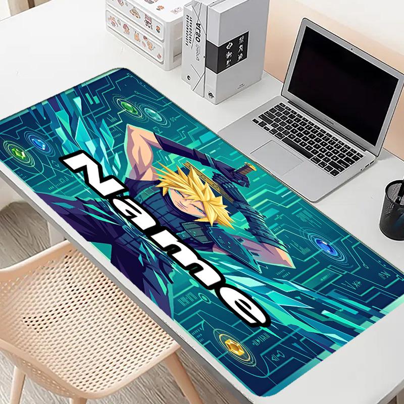 Custom Name Personalized Final Fantasy Pattern Mousepad, Laptop PC Desk Mat, Decorative Desk Mat for Home Keyboard Pad Gift