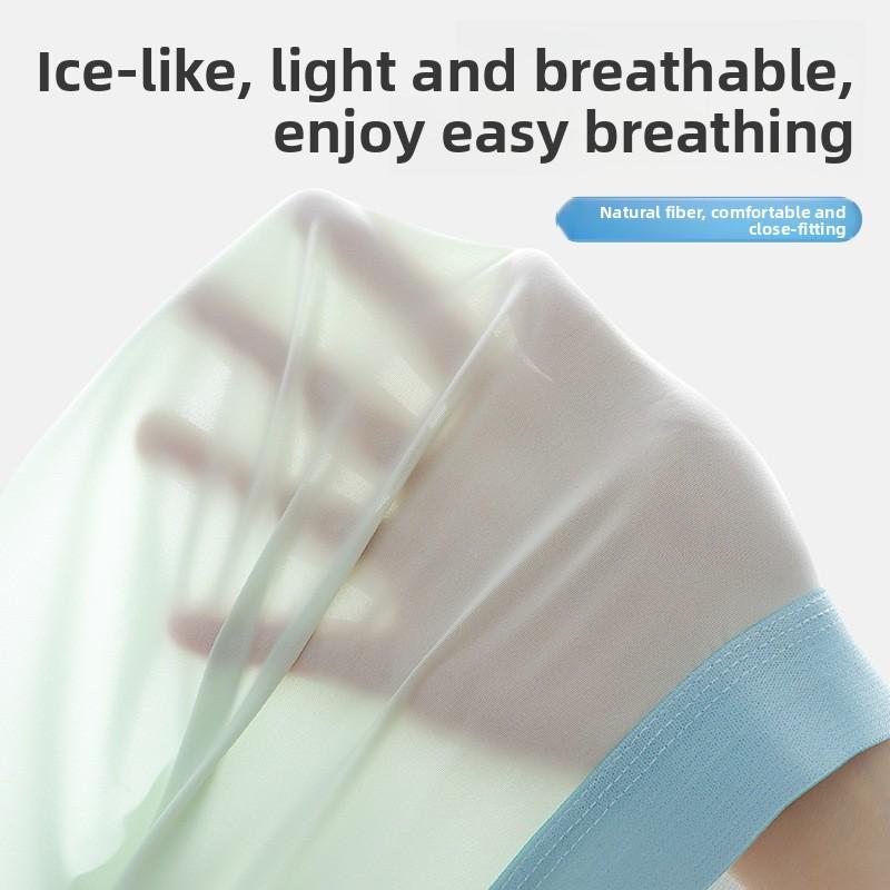 Plus Size Men's Summer Ultra Thin Ice Silk Breathable Antibacterial Crotch Briefs