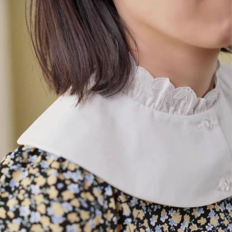 Ladies Lace Floral Embriodery Fake Collar Necklace Shoulder Wraps for Womens Shirt Sweater Neck Shirt Detachable False Collar