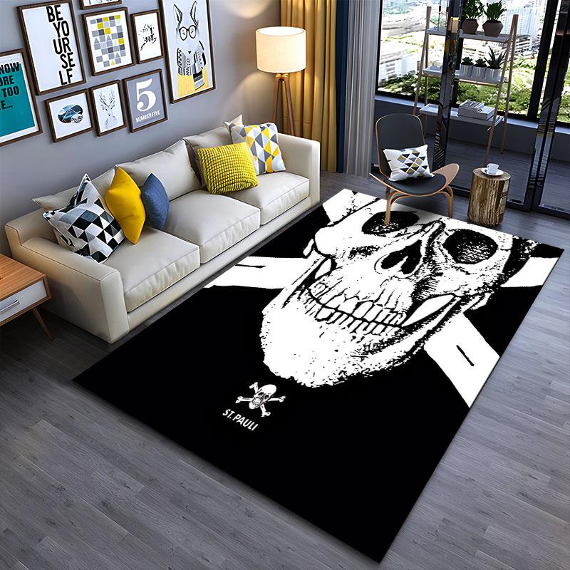 Totenkopf und gekreuzte Knochen St. Pauli geeignet als rutschfeste Matte für das Wohnzimmer- oder Schlafzimmer-Sofa