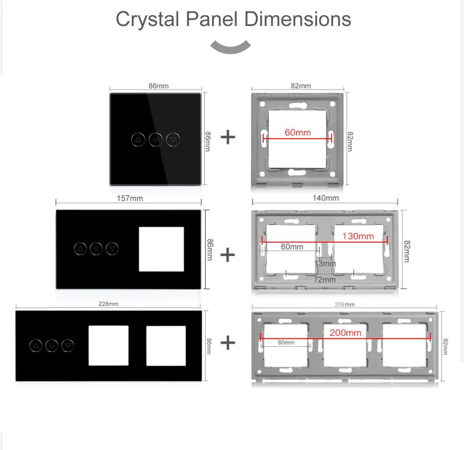 BSEED Wifi Smart Dimmer Switches Tuya Smart Life Goolgle Home Control Plus Normal Type-c USB EU Socket Glass Panel Black