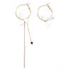 Fashion Women Flower Leaf Asymmetric Circle Long Chain Tassel Hoop Earrings